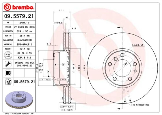 Tarcza hamulcowa BREMBO 09.5579.21