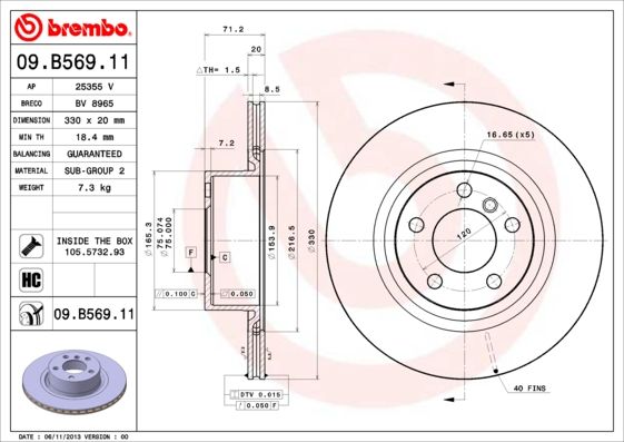 Tarcza hamulcowa BREMBO 09.B569.11