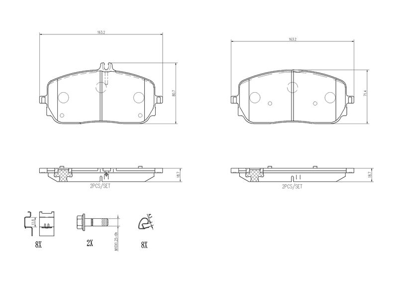 Zestaw klocków hamulcowych, hamulce tarczowe BREMBO P 50 152