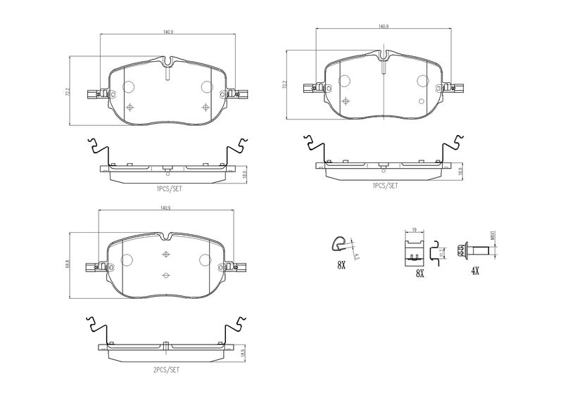 Zestaw klocków hamulcowych, hamulce tarczowe BREMBO P 50 173