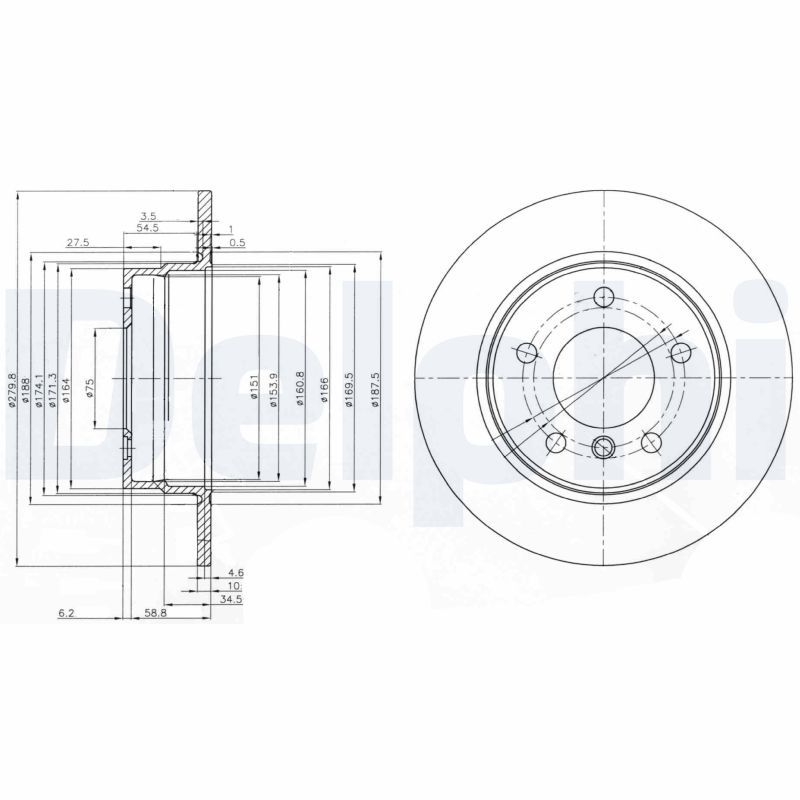 Tarcza hamulcowa DELPHI BG3948C