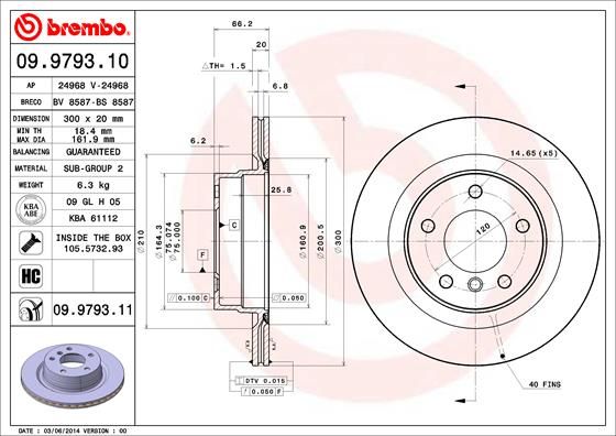 Tarcza hamulcowa BREMBO 09.9793.11