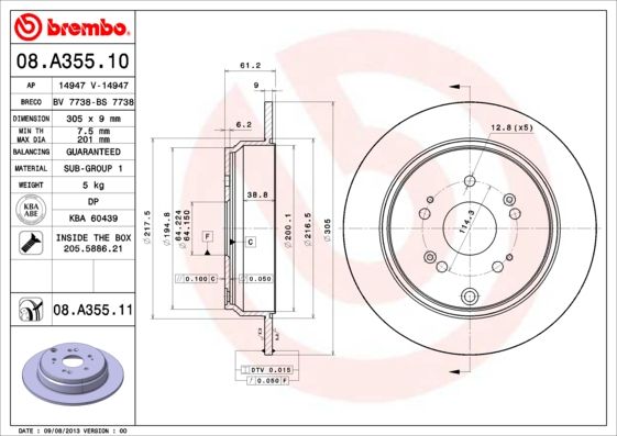 Tarcza hamulcowa BREMBO 08.A355.11