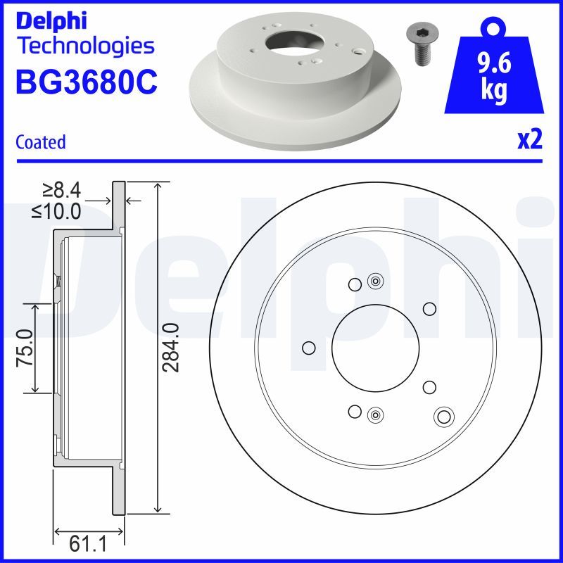 Tarcza hamulcowa DELPHI BG3680C