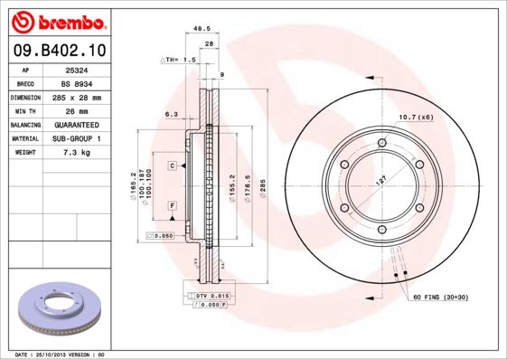 Tarcza hamulcowa BREMBO 09.B402.10