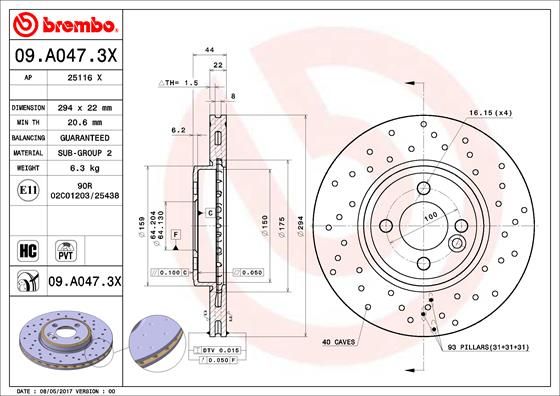 Tarcza hamulcowa BREMBO 09.a047.3x