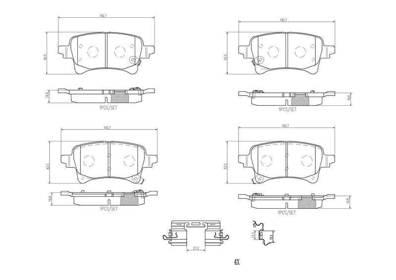 Zestaw klocków hamulcowych, hamulce tarczowe BREMBO P 37 029