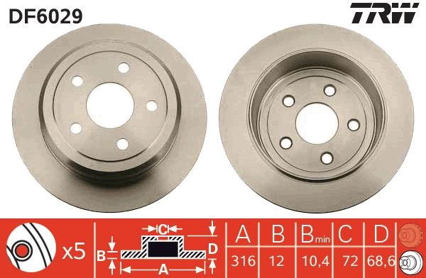 Tarcza hamulcowa TRW DF6029
