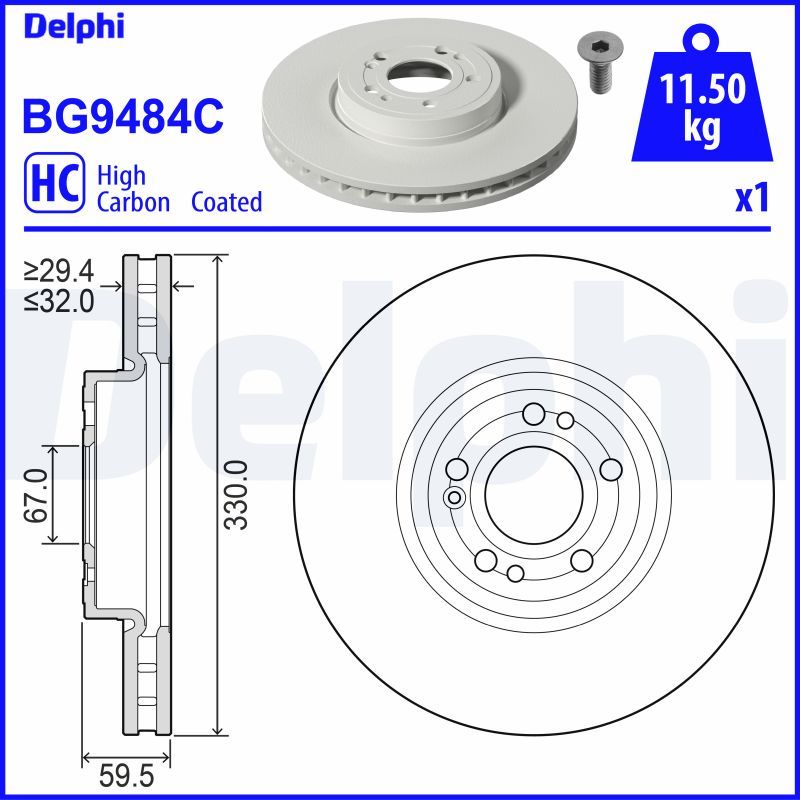 Tarcza hamulcowa DELPHI BG9484C