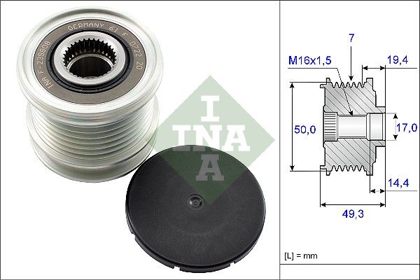 Alternator - sprzęgło jednokierunkowe INA 535014010