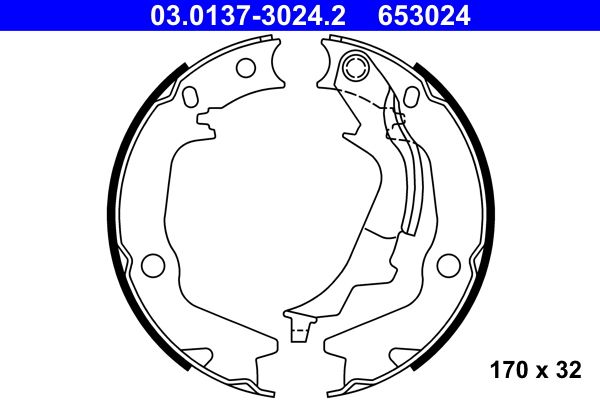 Zestaw szczęk hamulcowych, hamulec postojowy Ate 03.0137-3024.2