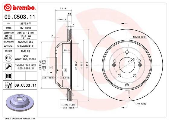 Tarcza hamulcowa BREMBO 09.C503.11