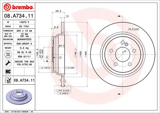 Tarcza hamulcowa BREMBO 08.A734.11