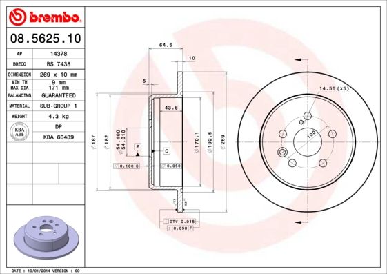 Tarcza hamulcowa BREMBO 08.5625.10