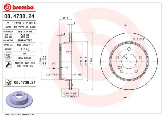 Tarcza hamulcowa BREMBO 08.4738.21