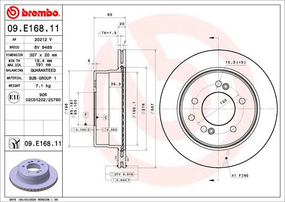 Tarcza hamulcowa BREMBO 09.E168.11