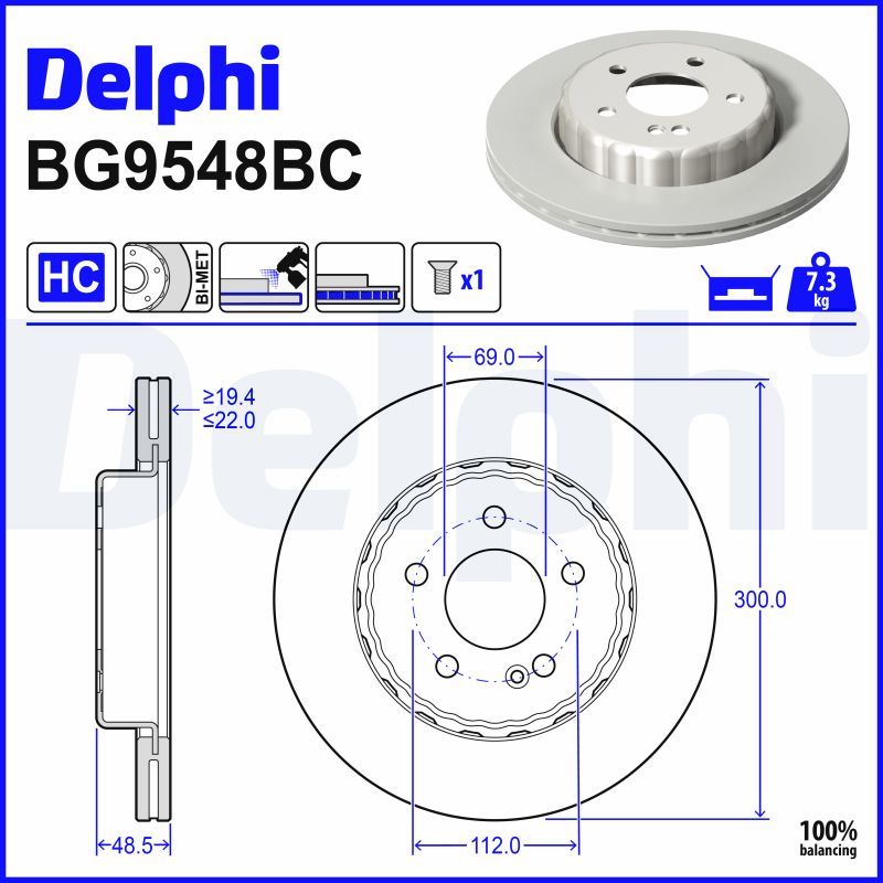 Tarcza hamulcowa DELPHI BG9548BC
