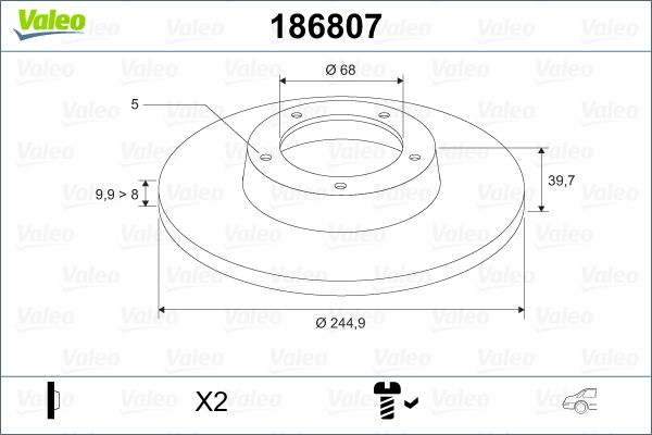 Tarcza hamulcowa VALEO 186807