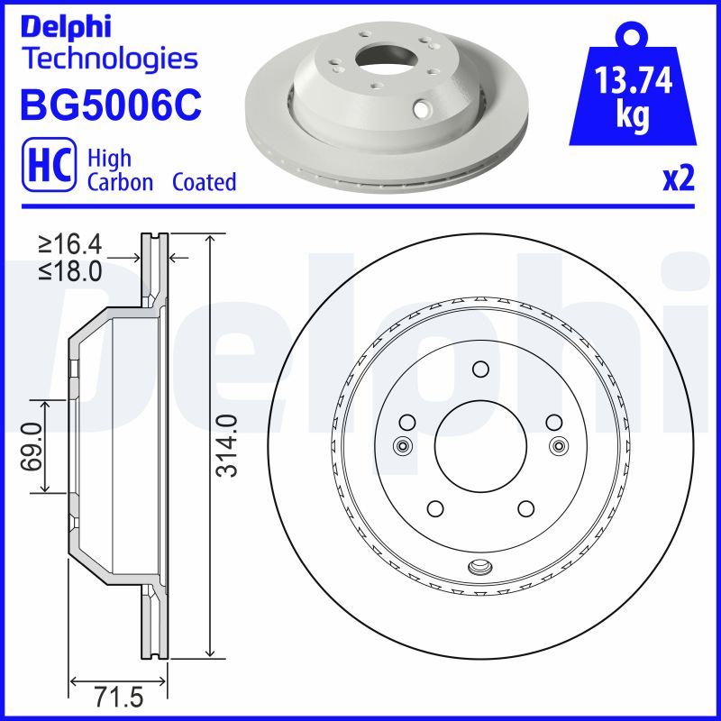Tarcza hamulcowa DELPHI BG5006C