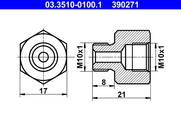Adapter, przewód hamulcowy ATE 03.3510-0100.1
