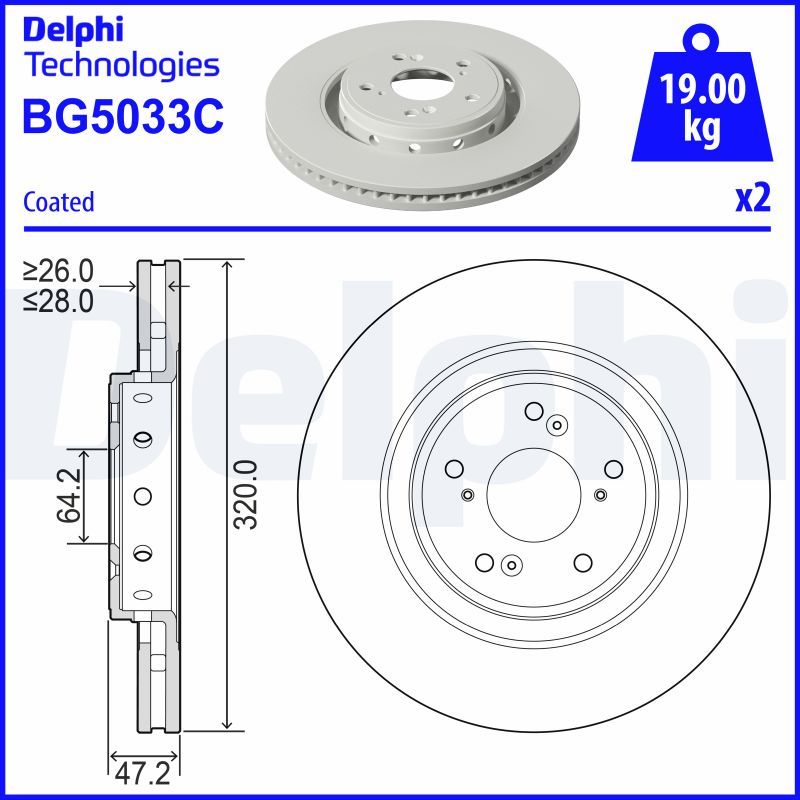 Tarcza hamulcowa DELPHI BG5033C