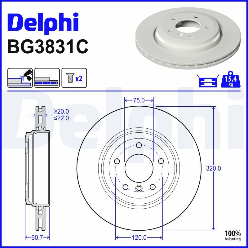 Tarcza hamulcowa DELPHI BG3831C