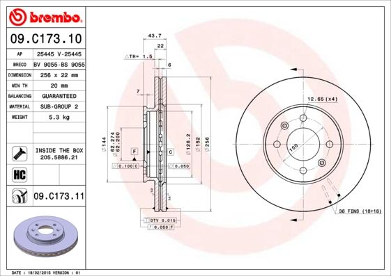 Tarcza hamulcowa BREMBO 09.c173.11