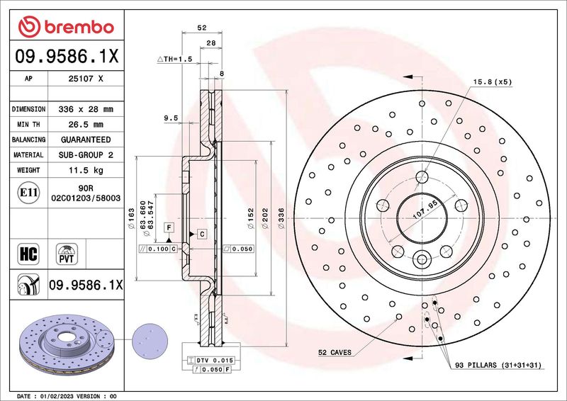 Tarcza hamulcowa BREMBO 09.9586.1X