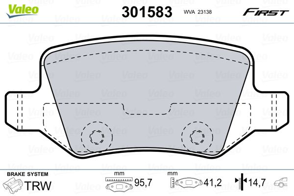 Zestaw klocków hamulcowych, hamulce tarczowe VALEO 301583