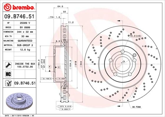 Tarcza hamulcowa BREMBO 09.B746.51