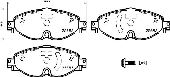 Zestaw klocków hamulcowych, hamulce tarczowe BREMBO P 85 147