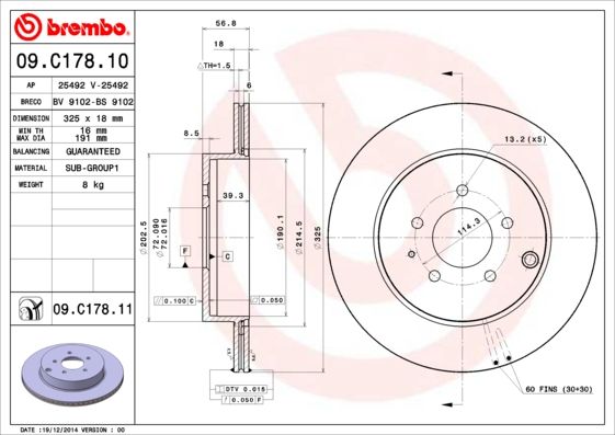 Tarcza hamulcowa BREMBO 09.C178.11