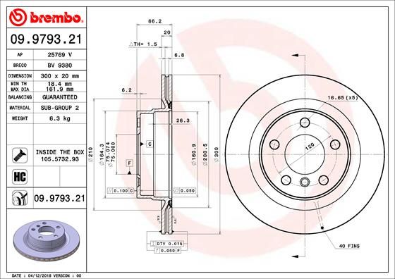 Tarcza hamulcowa BREMBO 09.9793.21