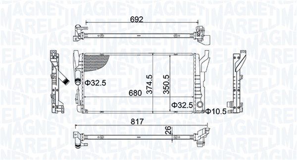 Chłodnica, układ chłodzenia silnika MAGNETI MARELLI 350213202800