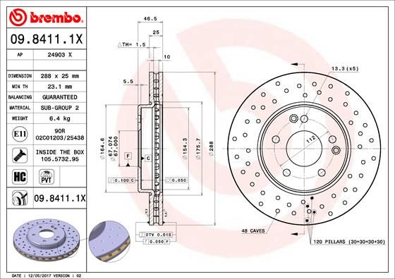 Tarcza hamulcowa BREMBO 09.8411.1X