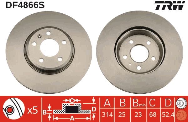 Tarcza hamulcowa TRW DF4866S