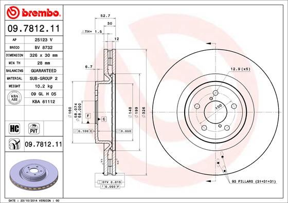 Tarcza hamulcowa BREMBO 09.7812.11