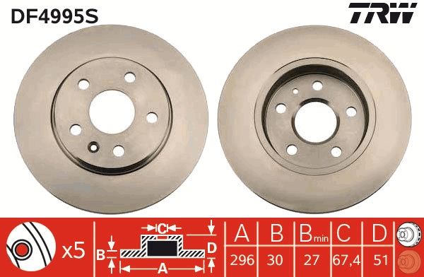 Tarcza hamulcowa TRW DF4995S