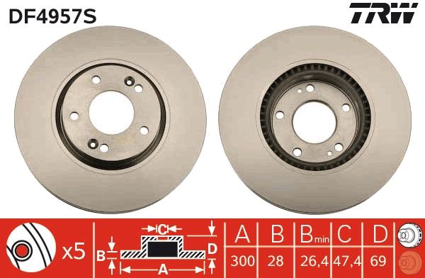 Tarcza hamulcowa TRW DF4957S