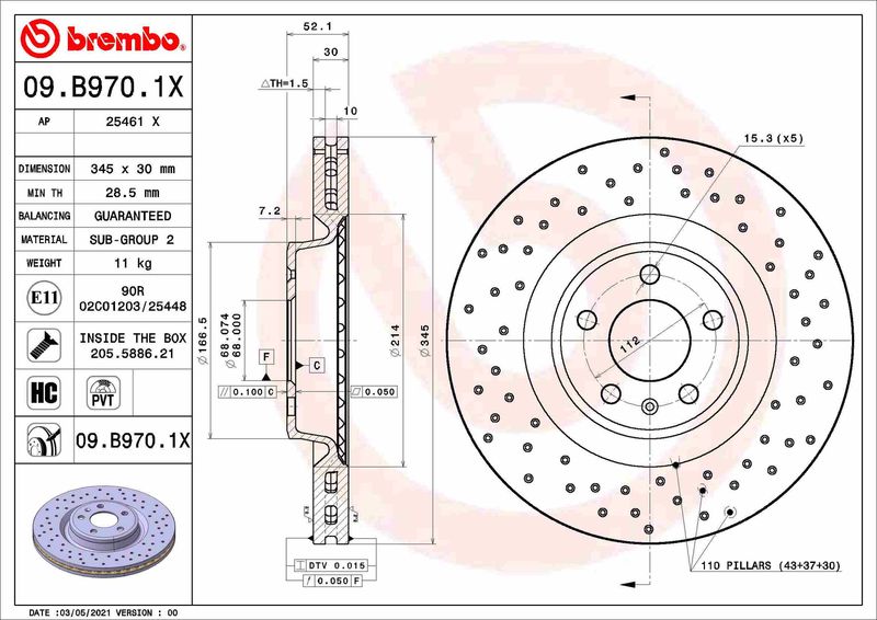 Tarcza hamulcowa BREMBO 09.B970.1X