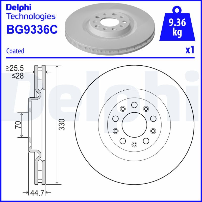 Tarcza hamulcowa DELPHI BG9336C