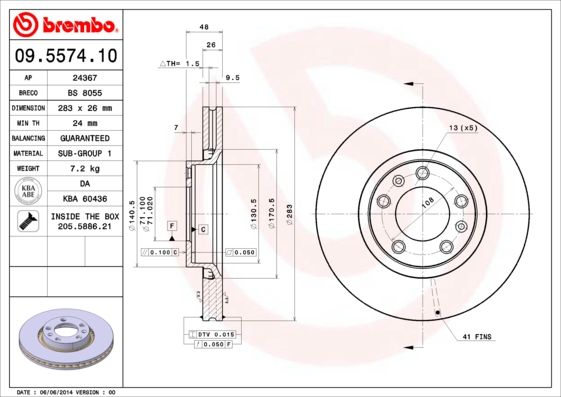 Tarcza hamulcowa BREMBO 09.5574.10