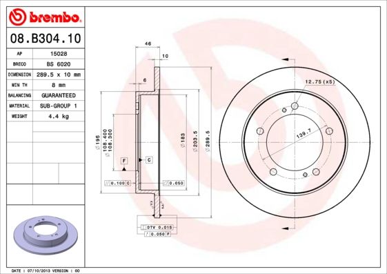 Tarcza hamulcowa BREMBO 08.B304.10