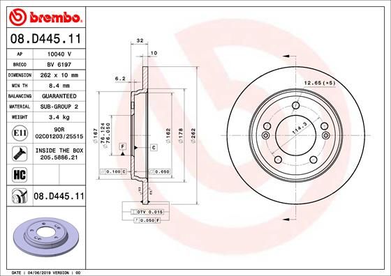 Tarcza hamulcowa BREMBO 08.D445.11