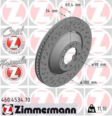 Tarcza hamulcowa ZIMMERMANN 460.4534.70