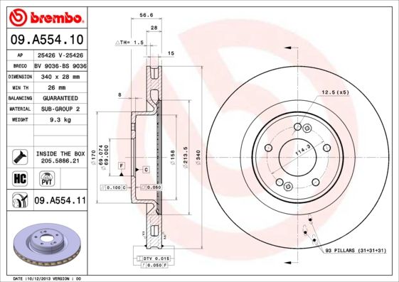 Tarcza hamulcowa BREMBO 09.A554.11