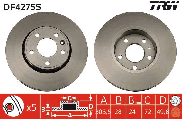 Tarcza hamulcowa TRW DF4275S