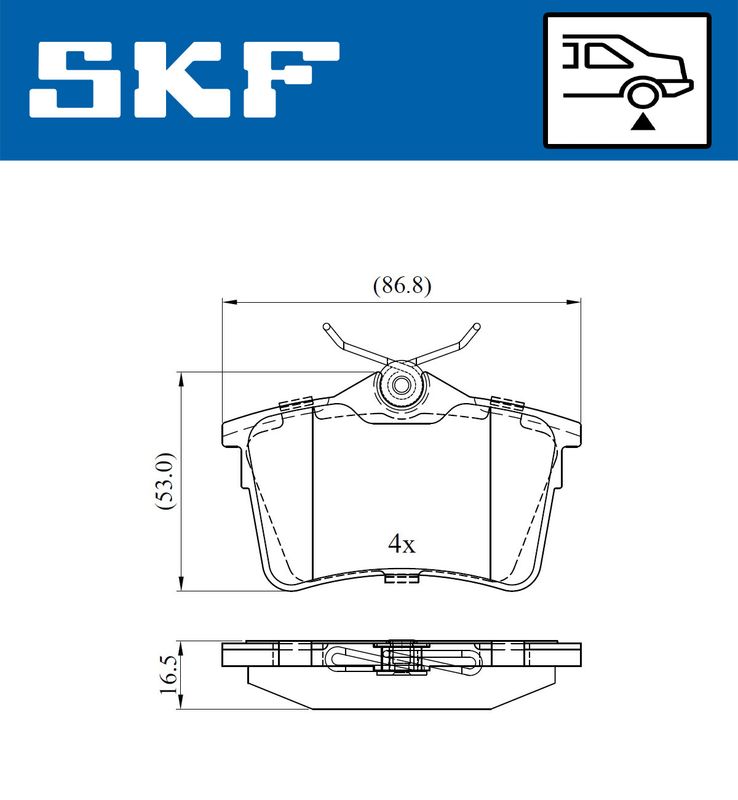 Zestaw klocków hamulcowych, hamulce tarczowe SKF VKBP90036