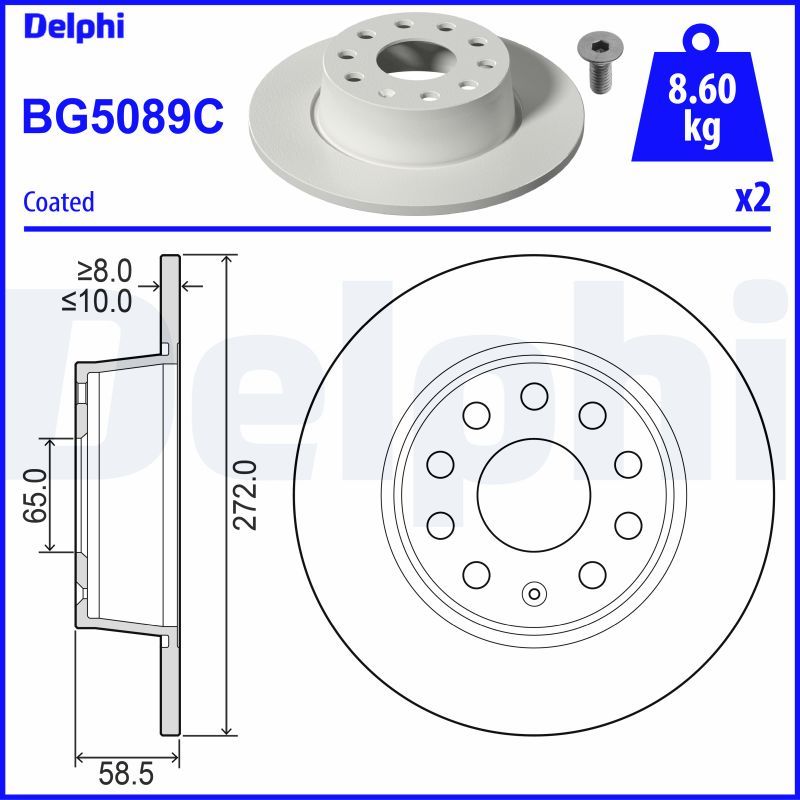 Tarcza hamulcowa DELPHI BG5089C