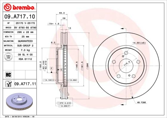 Tarcza hamulcowa BREMBO 09.A717.11